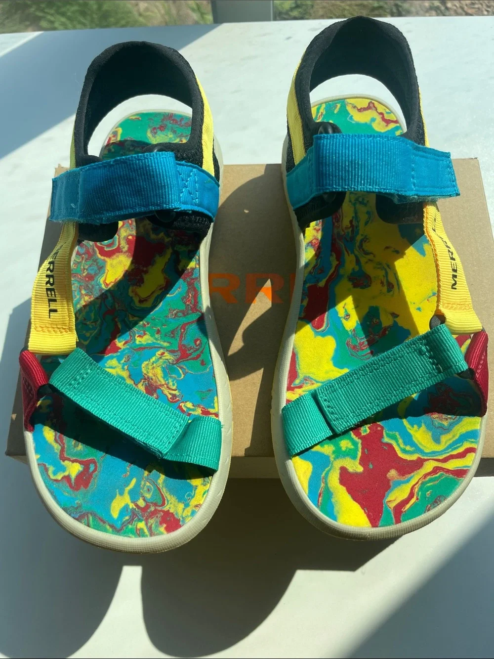 Merrell Kids Colorful Strap Sandals - Teal, Yellow & Red